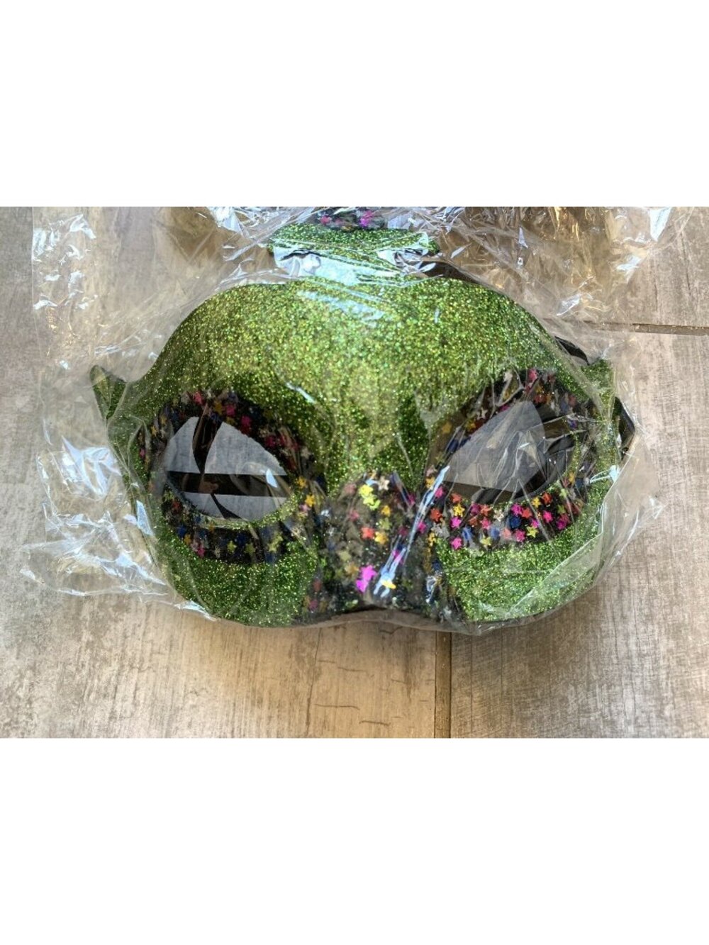 Mardi Gras Mask in Traditional Colors Green Glitter Adult One Size NEW Party